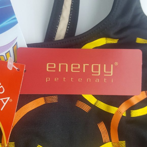 Swimsuit with Cap by Trinys Brazilian Made size M BLACK w/ circles pattern - Picture 9 of 12